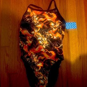 Iswim brand thin strap one piece swimsuit